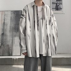 남성용 물감 아트 심플한 긴팔 남방 셔츠