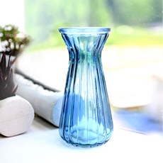 Garden in the City 藍色海洋條紋玻璃花瓶 2入, 單一顏色