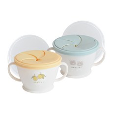 BABY&I 零食杯 2入, 芥末黃+薄荷藍, 1組