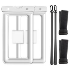 HANA DESIGN Cube 智慧型手機防水袋 + 頸帶 + 臂帶組合, 白色, 2套