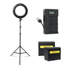 대한 링라이트 45.5cm + 슈퍼 스탠드 + 배터리 2p + 충전기 + 가방 세트, 1세트, KIT-RL18-04(블랙)