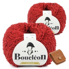 브랜드얀 부클레옹 뜨개실 2p + 솔트레지 + 가죽라벨 세트, 303레드(뜨개실), 골드(솔트레지), 카멜(라벨), 1개