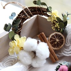 THE VOM 永生花小花環, 棉花和黃色繡球花小花環, 無選擇