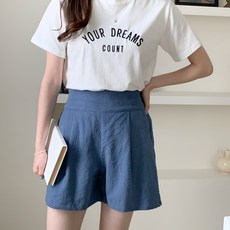 린다샵 여성용 통기성 마욘느 린넨 뒷밴딩 컬러 반바지 PT9834K24