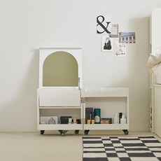 우아미 롤리 이동식 좌식 화장대 방문설치, 화이트