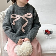 Yuvly 兒童 Smas 撞色蝴蝶結點綴針織T恤