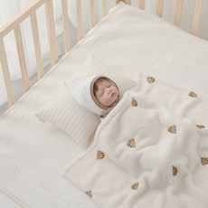 AiRabbit 嬰兒用100支純棉絎縫枕頭套 含枕芯, 1個, 象牙白