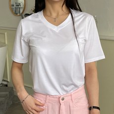 디아미뇽 여성용 샤프 찰랑 브이넥 반팔 티셔츠