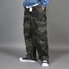 CONFIAR 男款曲線迷彩寬版工裝鬆緊長褲 TC10204