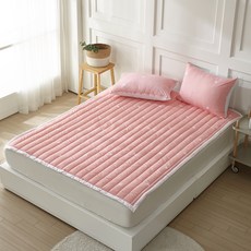 BODRE Hello 絎縫鬆緊帶防水保潔墊枕頭套組, 粉紅色