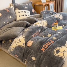 Sleep Club 寢聚 雪花絨&羊羔絨雙面加厚暖暖被, 幸運熊