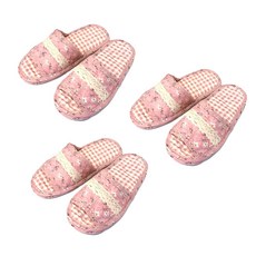 Woobliss 雙層緩衝絎縫棉室內拖鞋, 淡粉色, 3組