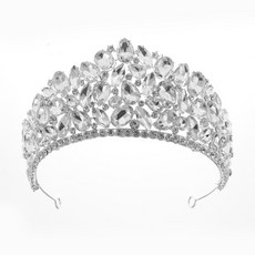 Get it Blue 奢華水鑽水晶皇冠, 1個, 銀色