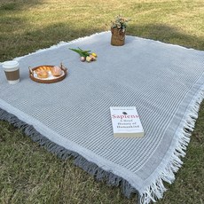 아메리칸로드 체크패턴 감성 캠핑매트 HR2454, 그레이