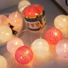 棉球氣氛燈泡 LED室內裝飾燈串 20燈 3m, 粉紅色