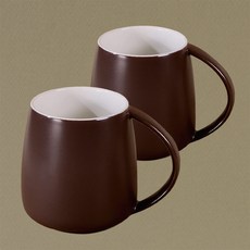 Iwooa 磨砂陶瓷馬克杯 380ml, 可可色 + 可可色, 2個