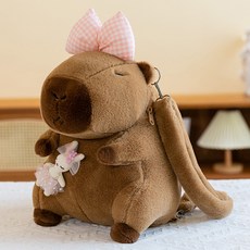 순잠 트렌디 카피바라 백팩, 핑크리본 카피바라, 1개, 35cm