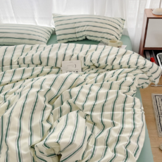 DEVOCO Hazel 條紋四季薄被, 橄欖綠