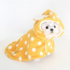 Lanboer 寵物圓點熊熊連帽斗篷, 黃色