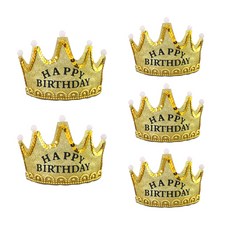 市集風閃亮皇冠生日帽, 金色, 5個