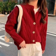 피어니스트 여성용 레귤러 트위스트 패턴 가디건