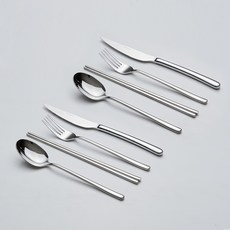 Eastmark 兩人份刀叉餐具四件組, 銀色, 餐匙, 筷子, 餐叉, 餐刀, 8件