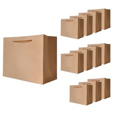 Lead home 堅固牛皮紙素色紙購物袋 12入, 12個, 寬的