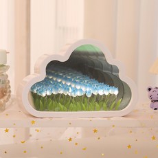 感性雲朵鬱金香鏡子小夜燈, 花漾藍