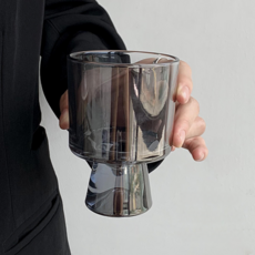 일상핸즈 홈카페 투명 유리 커피 주스 잔 칵테일 컵 220ml, 모던블랙, 2개