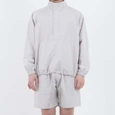 일루소 남성용 오버핏 아노락 바람막이 반집업 자켓 반바지 세트