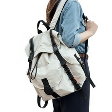 MissBaek 女款 Stella 大容量尼龍輕量筆電後揹包, 米色