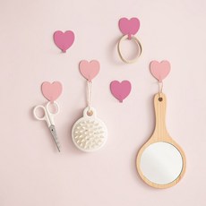 모나코올리브 무타공 하트 후크 2종 세트, 연핑크, 진핑크, 3세트