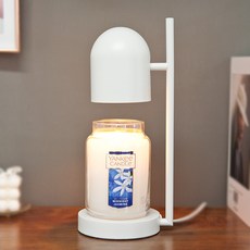 YANKee CANDLe 大蠟燭罐 + The Sweet 歐式融蠟燈 + 燈泡2入組, 午夜茉莉, 白色(融蠟燈)