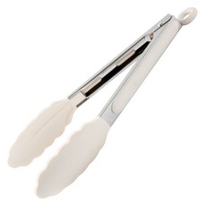 이지실리 실리콘 스텐인리스 요리 주방집게, 화이트, 1개