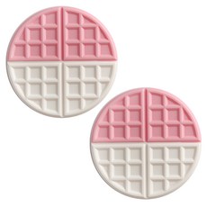 鬆餅造型矽膠隔熱墊, 白色 + 粉色, 2個