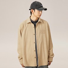 스타빈 남성용 레터링 코듀로이 긴팔셔츠