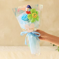 센트바스켓 비누꽃 스마일 킨더조이 꽃다발, 연두(꽃다발), 랜덤 발송(킨더조이), 1개