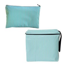 디자인스올 기저귀 방수 파우치 지퍼형 + 다용도 방수 파우치, 민트스트라입