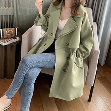 구디프 여성용 컬러 허리 스트랩 더블 버튼 자켓