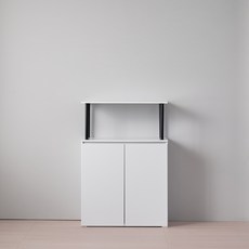 리디아 나인 선반 수납장 1단 방문설치, 화이트블랙