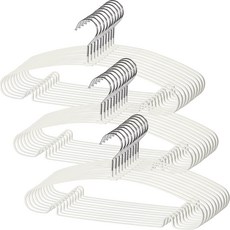 Joeun Living 塗層防滑圓形衣架, 30個, 白色