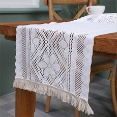 Homeflow 可愛花朵刺繡薄款桌旗, 單一顏色, 33 x 200 cm