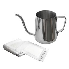 칼딘 베이직 스테인리스 드립포트 600ml + 드립백 필터 50p 세트, 혼합색상, 1세트