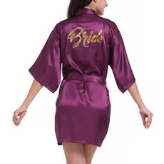 新娘金色亮粉浴袍 XXL, 深紫色, 1個