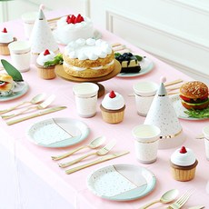 PARTYHAE 感性派對餐桌佈置組合 10人份 雪花粉, 1套, 混合色