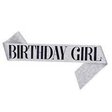 OLIVEPARTY 生日派對亮片肩帶, 銀色女孩, 1個