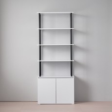 리디아 나인 선반 수납장 4단 방문설치, 화이트블랙