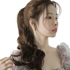 GabalNara 女性用迷你髮夾式馬尾局部假髮 層次果凍燙 60cm, 巧克力棕, 1個