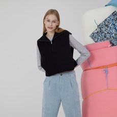 JUCY JUDY 女款字母刺繡半拉鍊針織背心 JXKT720A