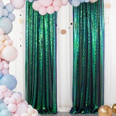 Peyto 亮片派對門簾 125 x 180 cm, 深綠色, 1個